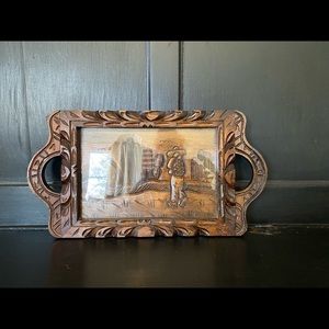 Vintage hand carved tray